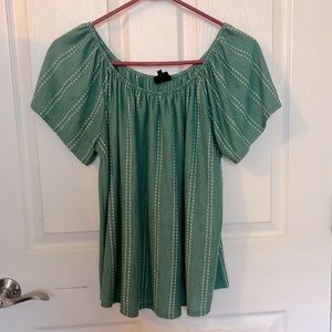 Cute green flutter sleeve blouse